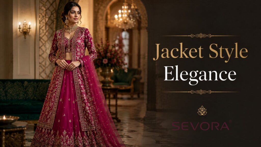 Fusion of Chinon Silk and Magenta - Jacket Style Lehengas 