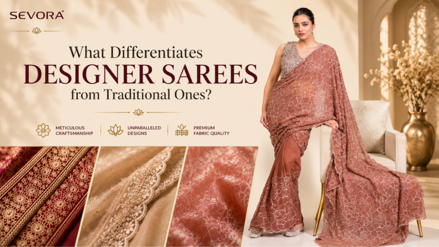 What Differentiates Designer Sarees from Traditional Ones? 