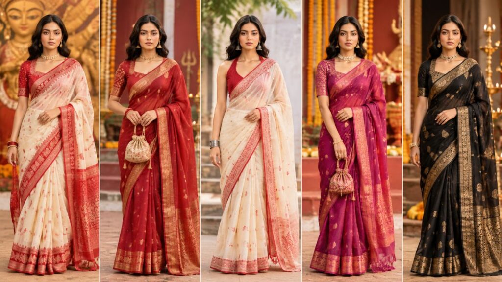 Women’s Durga Pujo Edit: How To Style Shoshti To Doshomi?